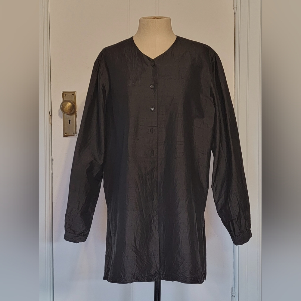 Deepa's black raw silk jacket. Size large. Excellent condition.